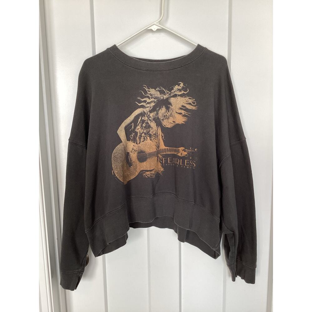Taylor Swift Fearless Womens with You I'd Dance Boxy Pullover Sweatshirt Gray XL